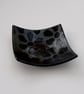 Fused Glass  Decorative Trinket Dish, iridescent black and silver - Image 2