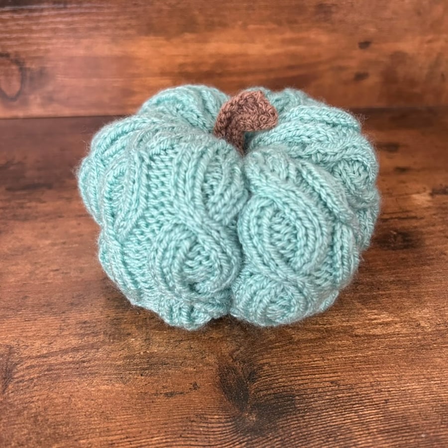 Hand Knitted Cable Turquoise Pumpkin