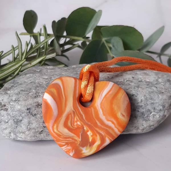 Heart shaped polymer clay pendant