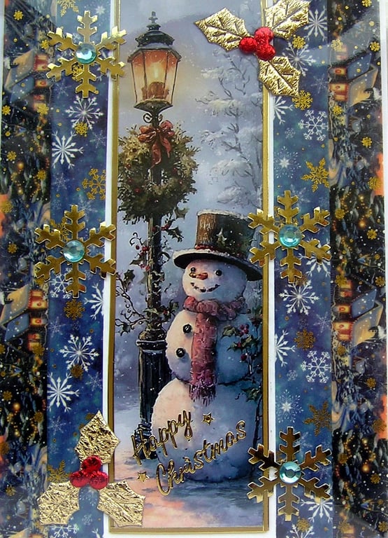 Hand Crafted Decoupage Chistmas Card - Happy Christmas (3209) Snowman