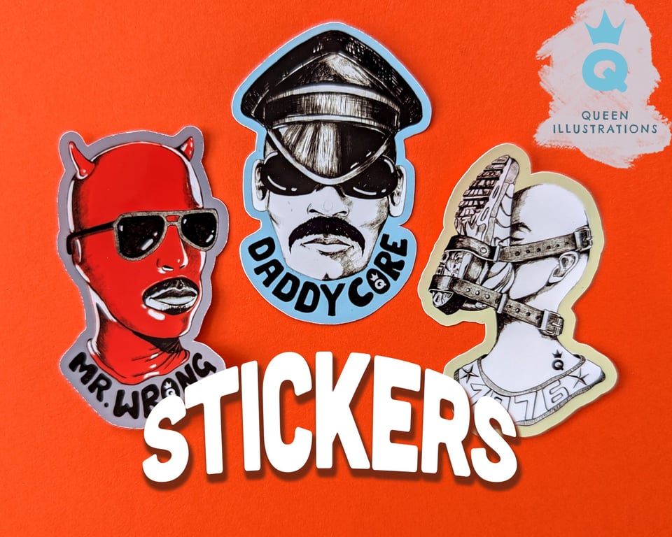 Daddy, Mr. Wrong and Sneakers sticker pack. Waterproof vinyl stickers, 6.5cm 