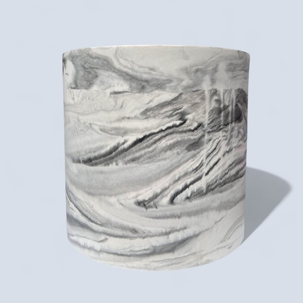 23 cm Extra Large Statement Plant Pot Black and Grey Marble Effect Round Planter