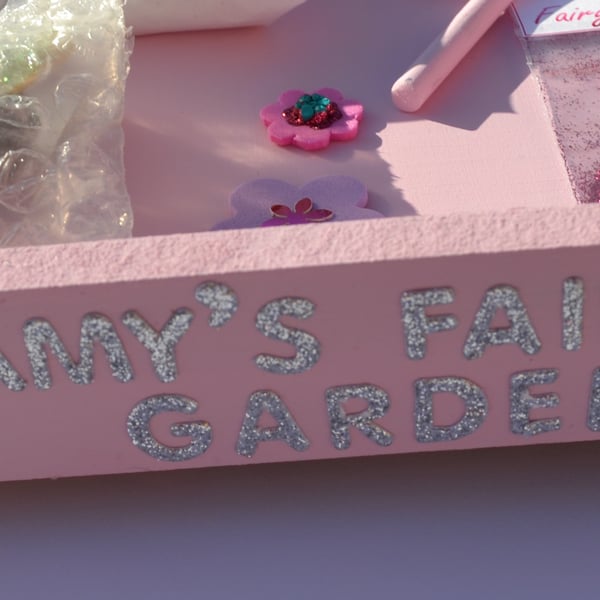 Personalised Embellished Medium Iced Pink Fairy Garden