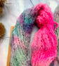 130g Hand Dyed Mohair Angora Boucle Yarn, Neon Pink Yarn Felting Knitting 136 - Image 4