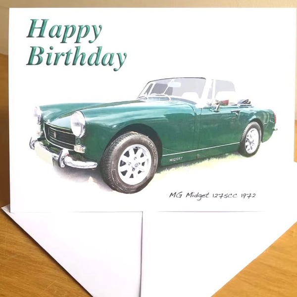 MG Midget 1275cc 1972 - Birthday, Anniversary, Retirement or Plain Card