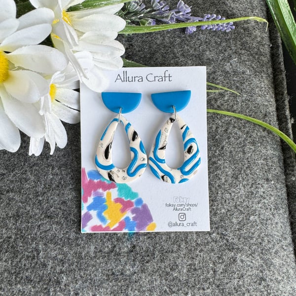 Sea Breeze Abstract Wave Earrings - Hollow Teardrop and arch