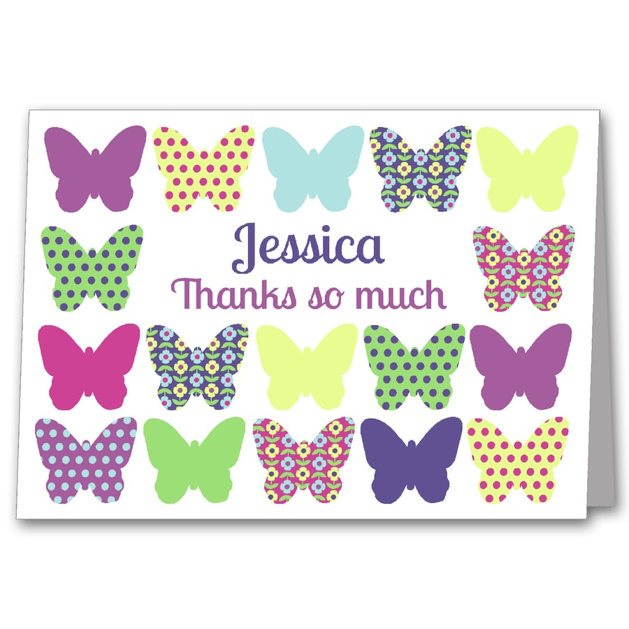 Personalised Thank you Card - Butterfly
