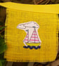 Beach hut bunting on hessian: yellow - Image 5