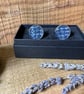 Cufflinks in Hand Dyed & Woven British Wool Blue & Grey Check, Fathers Day Gift