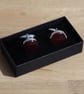 Dark red hand turned resin insert cufflinks - Image 1