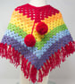 Hand Crocheted Rainbow Stripe Poncho  1 - 2 years - Image 1