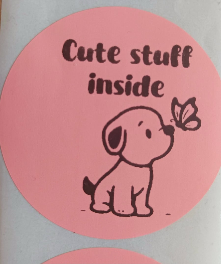 50 'Cute Stuff Inside' Puppy Thermal Printed Stickers (FP)
