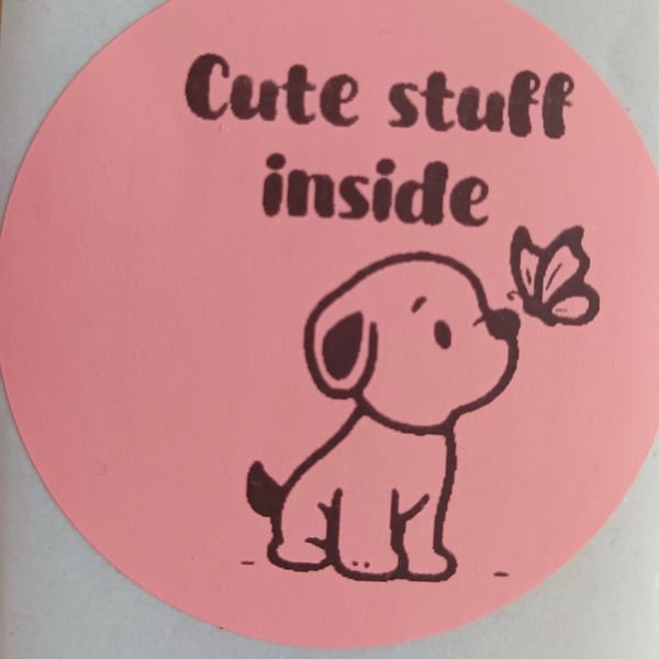50 'Cute Stuff Inside' Puppy Thermal Printed Stickers (FP)