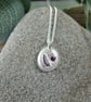 Silver Pebble Ruby Necklace with Feather - Image 1