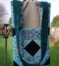 SOLD Patchwork peg bag. Green, aquamarine, black large peg bag shoulder strap.  - Image 5