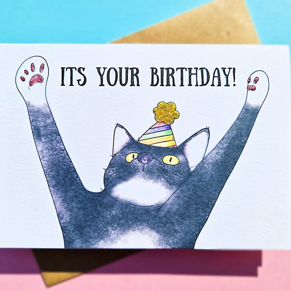 Black Cat Birthday Card, Its Your Birthday! 