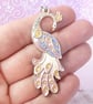 Pink peacock pendant with gold and lilac highlights - Image 2