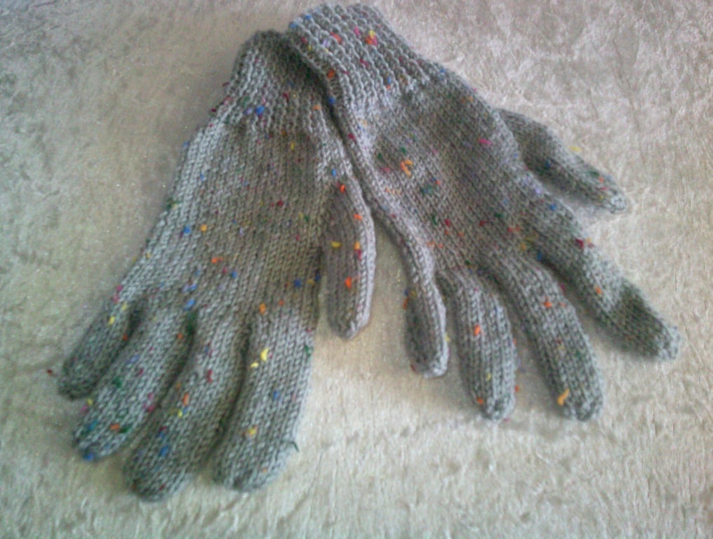 Grey Adult Gloves with Multi-coloured flecks