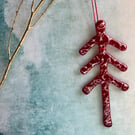 Fused Glass Christmas 13cm Tree Festive red handmade recycled glass large 