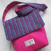 Hot Pink 'Harris Tweed' Bag with Striped Flap and Strap