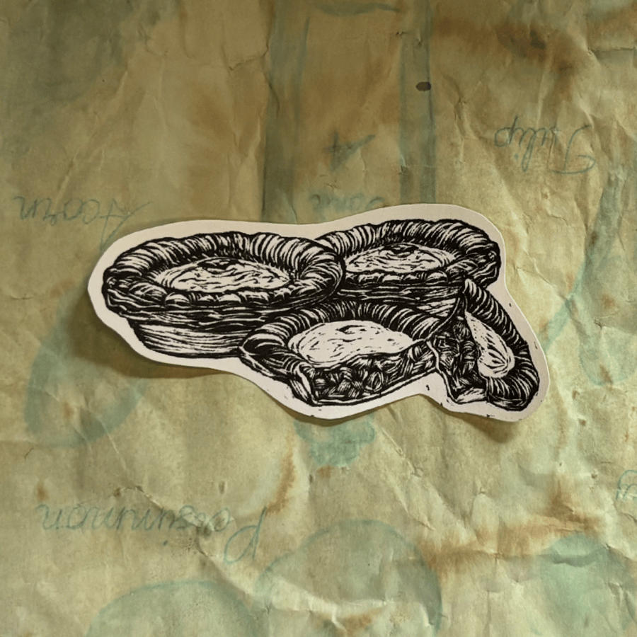 Mellifera Dynasty paper sticker - pile of pies
