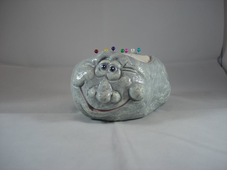 Ceramic Hand Made Small Novelty Craft Sewing Needlework Pin Cushion.