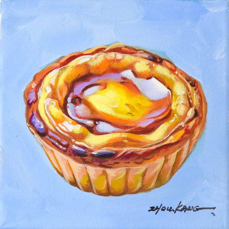 Custart Tart Oil Painting – Original & Unframed – A Gift to Bring Smiles!