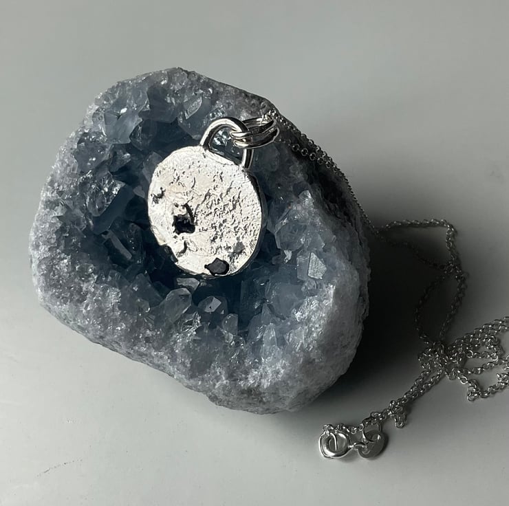 Sterling Silver Disc With Sapphires - Folksy