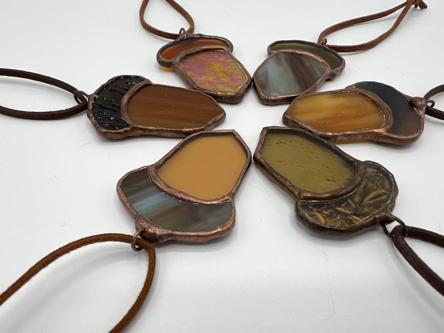 Stained glass acorn assorted colours - woodland decoration 