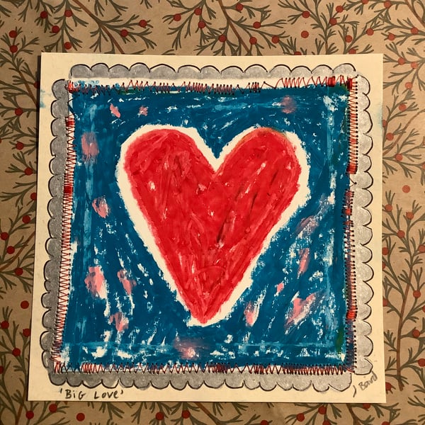 Love hear original drawing. Valentines. Wedding. Anniversary. Wall art 