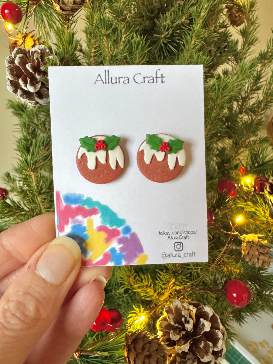 Christmas Pudding Statement Stud Earrings