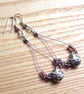 Pretty Purple Cat Bead Loop Bead Earrings, Gorgeous Gift for Her