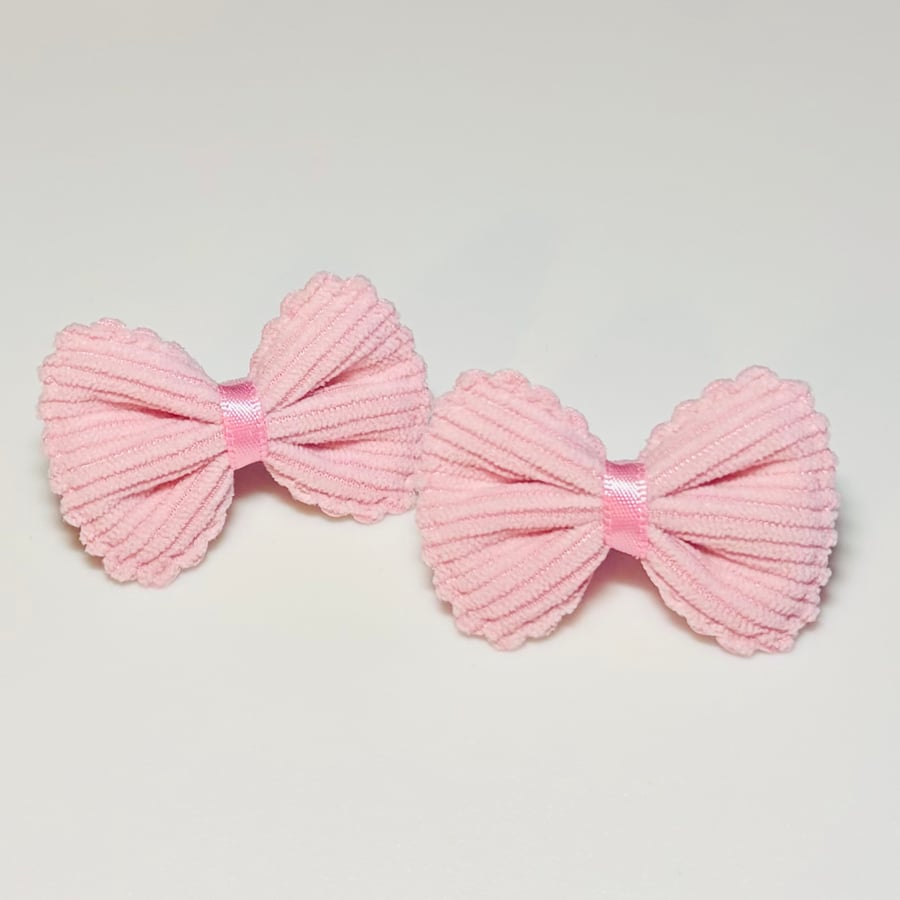 Corduroy Pink Bow Hair bobbles 