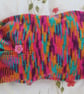 Doll Sleep Bag And Hat Hand Knitted In A Multi Coloured Yarn (A125) - Image 1