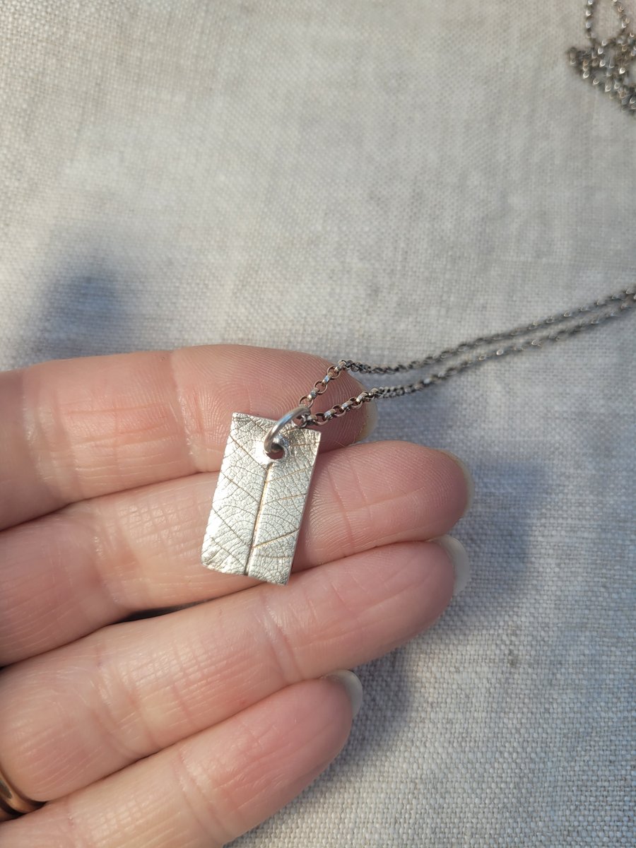 Recycled Silver Leaf Pattern pendant Seconds Sunday