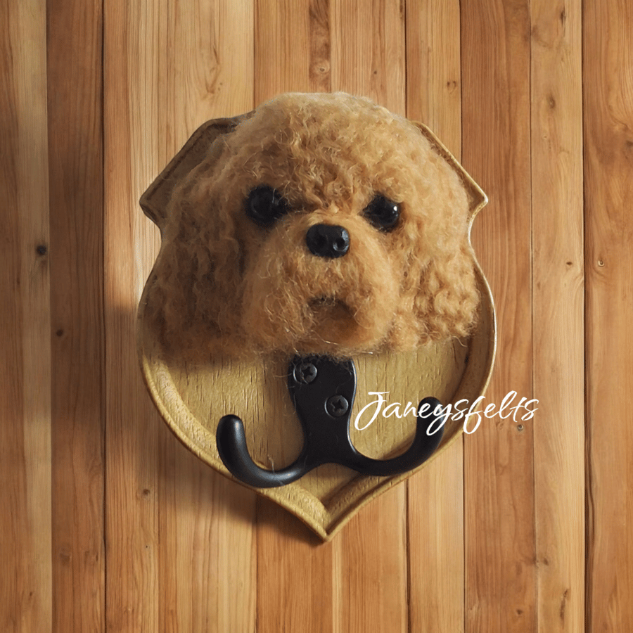 Needlefelted cockapoo lead hook