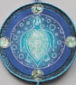 TPVM006-Turtle Totem Mandala Wall Hanging-17.5cm diameter-Blue-Turquoise-Silver