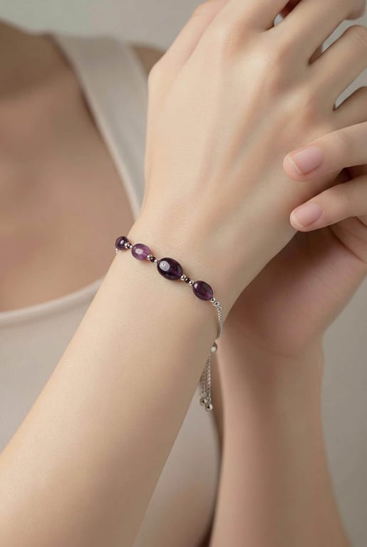 Handmade Guinea Ruby Slider Bracelet, Sterling Silver Adjustable Bracelet