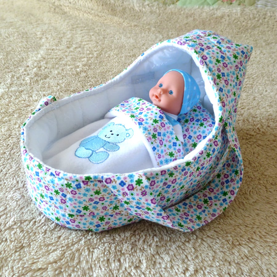 Small Doll's Carrycot with Free Doll