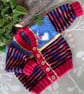 SALE Hand Knitted Designer Gender Nutral Striped Baby Cardigan 6-12 months size - Image 2