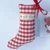 KISSING REINDEER CHRISTMAS STOCKING DECORATION - gingham