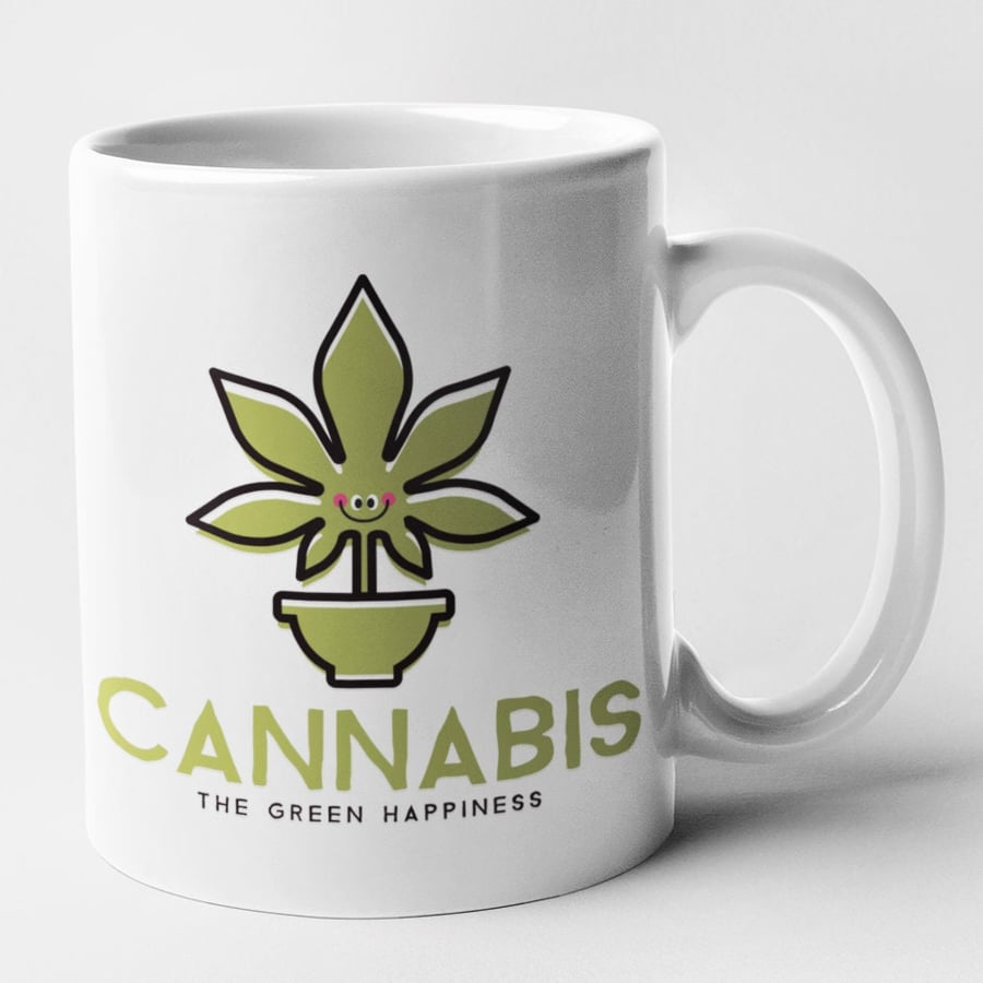 The Green Happiness Mug 420 Weed Leaf Weed Mug Adult Humour Stoner Smoke