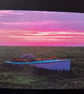 A6 blank greetings card: Hoylake flower-boat sunset photograph