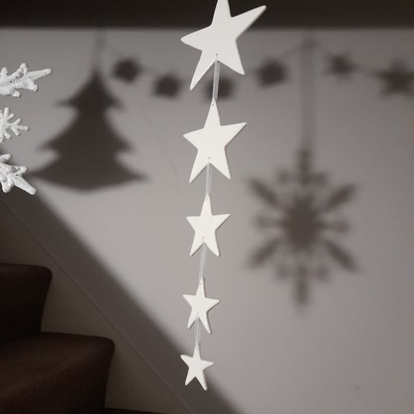 Handmade porcelain paper clay star hanging decoration 