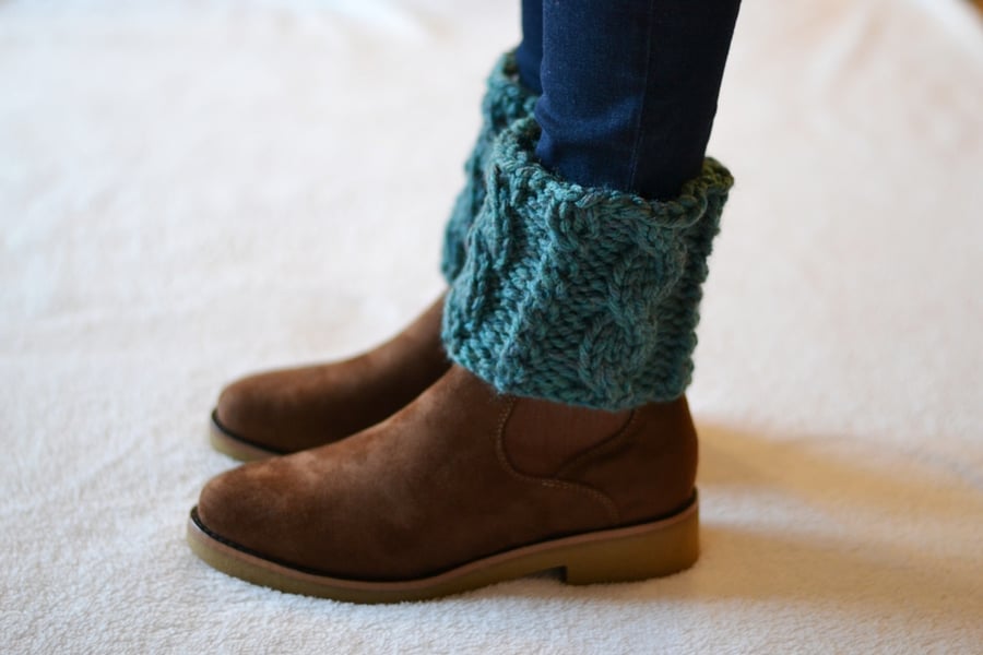 Boot Topper Cuffs Fir Cable  Ankle Warmers