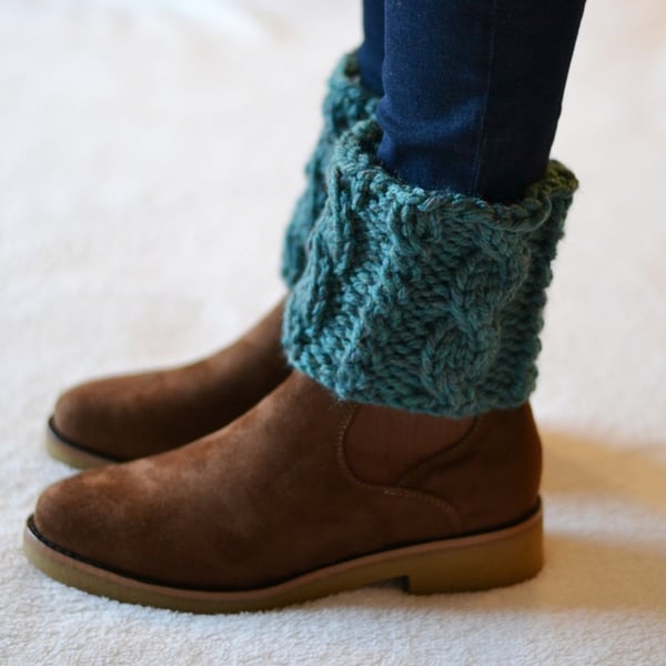 Boot Topper Cuffs Fir Cable  Ankle Warmers