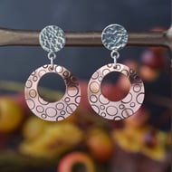 Contemporary Silver and copper dangle earrings