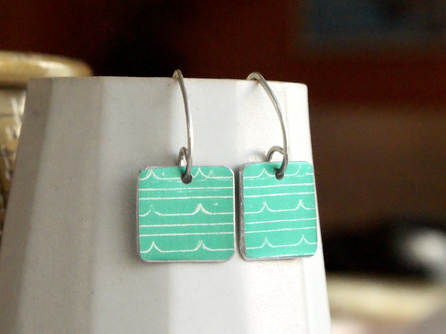 Mint square drop earrings