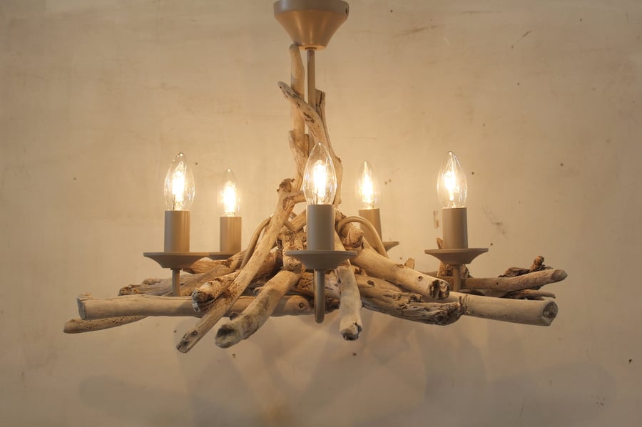 Driftwood Chandelier,Five light driftwood pendant,Drift Wood Light fitting 