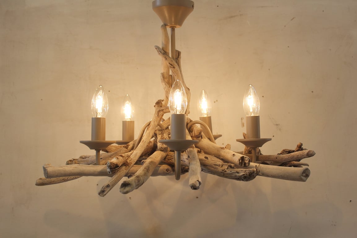 Driftwood Chandelier,Five light driftwood pendant,Drift Wood Light fitting 